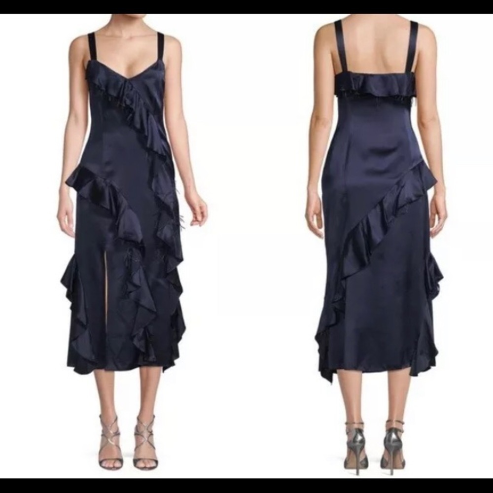 Cinq a Sept Gigi Silk Dress with Ostrich Feathers